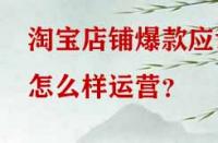 淘寶店鋪爆款應該怎么樣運營？