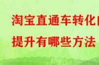 淘寶直通車轉化的提升有哪些方法？