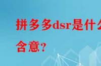 拼多多dsr是什么含意？
