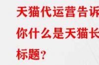 天貓代運營告訴你什么是天貓長標題？