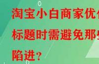 淘寶小白商家優(yōu)化標(biāo)題時(shí)需避免那些陷進(jìn)？