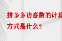 拼多多訪客數(shù)的計(jì)算方式是什么？